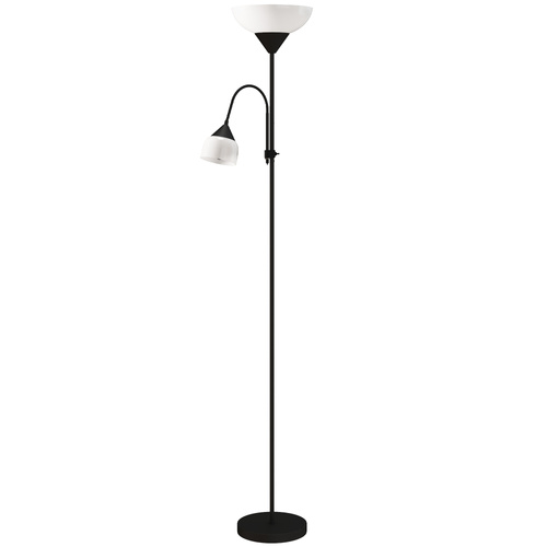 HOMCOM LED Floor Lamp for Living Room, 180cm Tall Standing Lamp, Mother and Child Uplighter with Adjustable Gooseneck, 3000K/4500K/6500K Colour Temperatures, Black