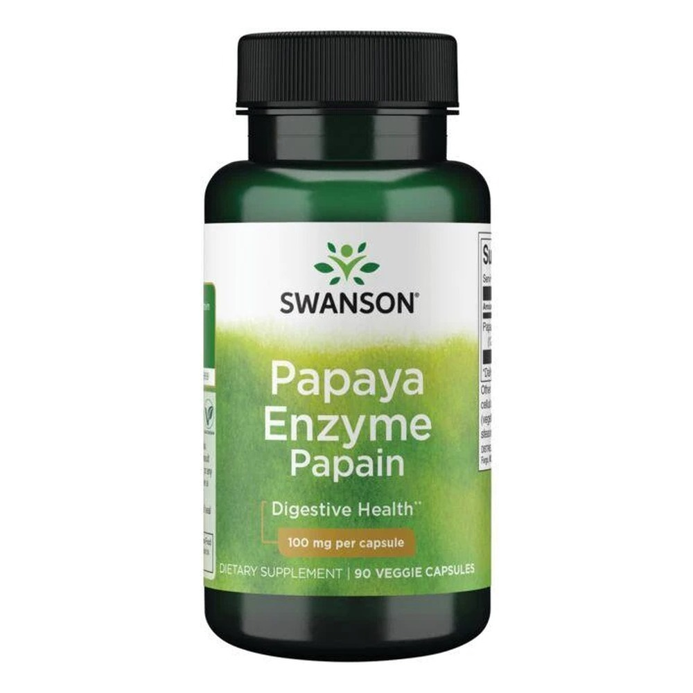 Swanson Papaya Enzyme Papain 100mg Wspomaga Trawienie 90 Kapsułek