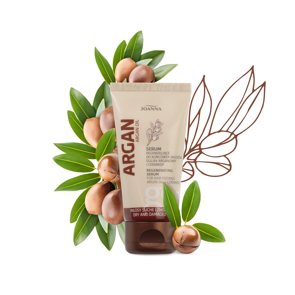 Joanna Argan Oil Wygładzające Regenerujące Serum na końcówki z Olejkiem Arganowym dla Włosów Suchych i Zniszczonych 50g