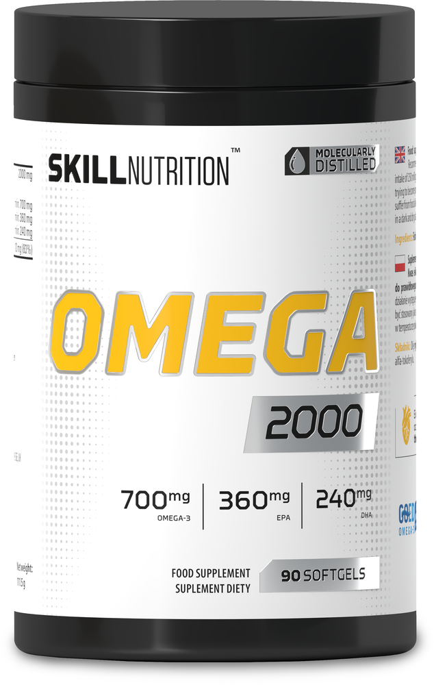 Skill Nutrition Omega 2000 Wysokiej Mocy Olej Rybi na Wsparcie Serca i Mózgu 90 Kapsułek