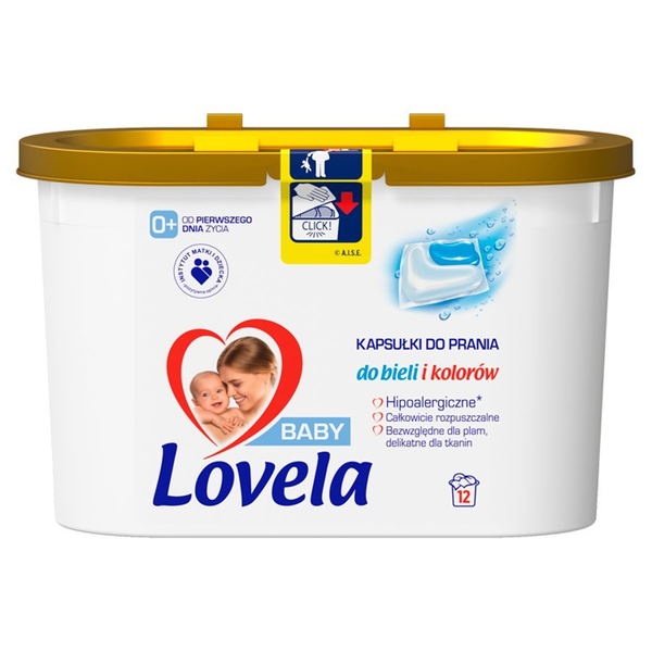 Lovela Baby Hypoallergenic Washing Capsules for Whites and Colors from Day One 12 Pieces