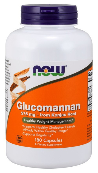 NOW Foods Glucomannan from Konjac Root 575mg for Healthy Cholesterol and Regularity 180 Capsules