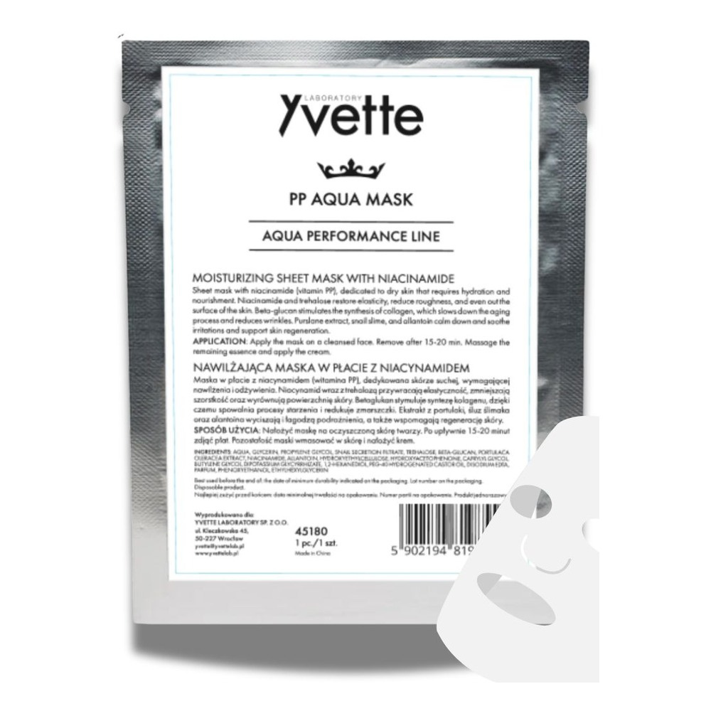Yvette Aqua Performance PP Aqua Mask for Dry Skin 1pc