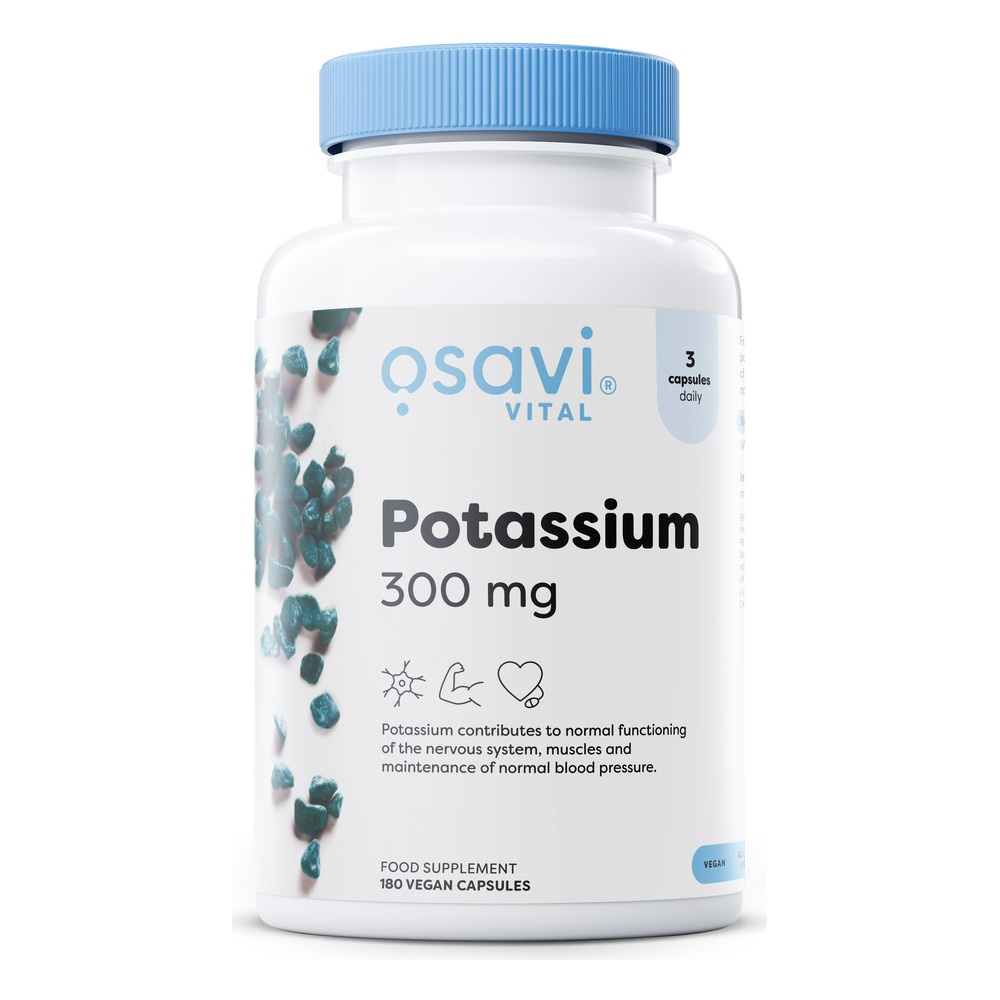 Osavi Potas 300mg Na Prawidłowe Ciśnienie Krwi i Funkcje Mięśni 180 Wegańskich Kapsułek