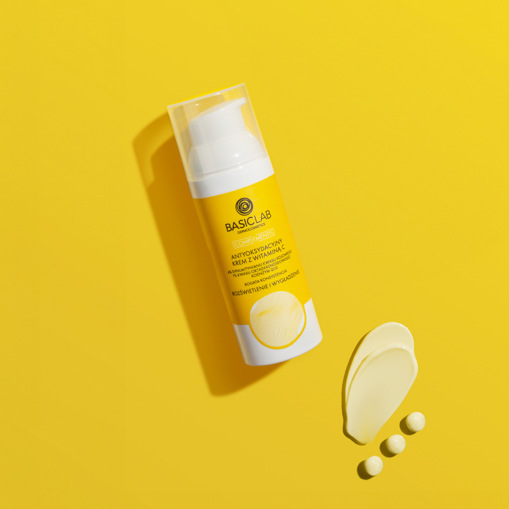 BasicLab Complementis Antioxidant Cream with Vitamin C - Brightening & Smoothing for Dry Skin, Day & Night 50ml