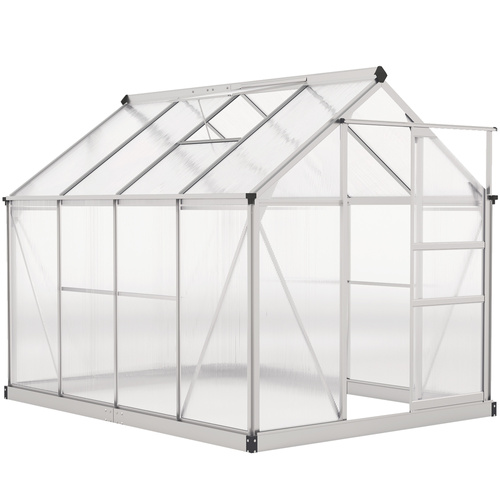 Outsunny 6 x 8ft Walk-In Greenhouse, with Sliding Door - Clear