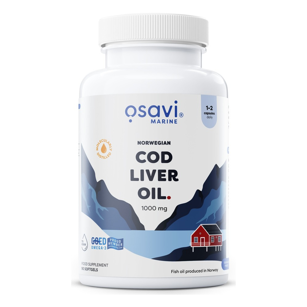 Osavi Norwegian Cod Liver Oil 1000mg Lemon for Immunity and Bone Health 90 Softgels