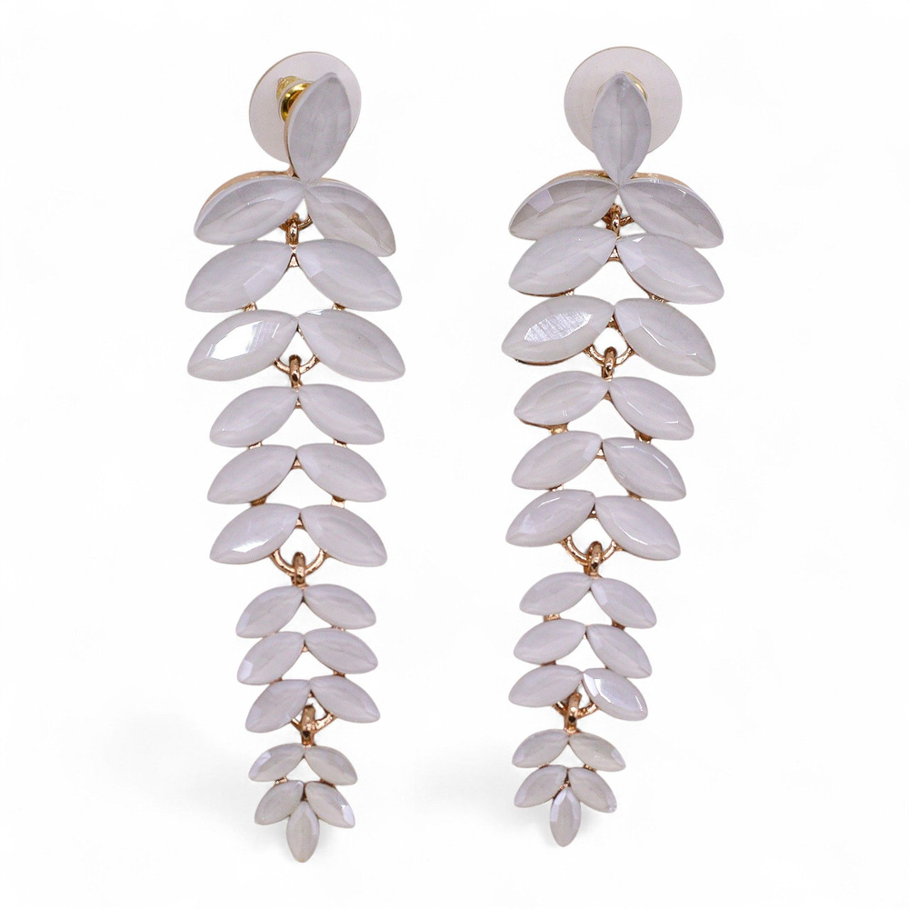 Pearl - Vintage Glass - Long Drop - Earrings