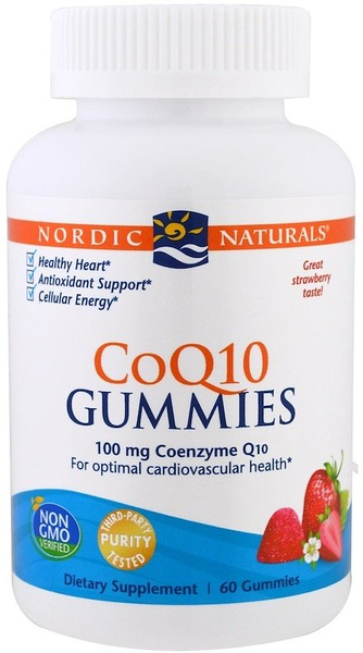 Nordic Naturals CoQ10 Gummies 100mg Strawberry for Healthy Heart and Cellular Energy 60 Gummies