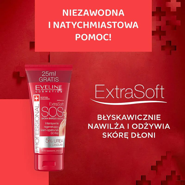 Eveline Extra Soft SOS 5% Mocznik Regenerujący Krem Opatrunek do Rąk  100ml