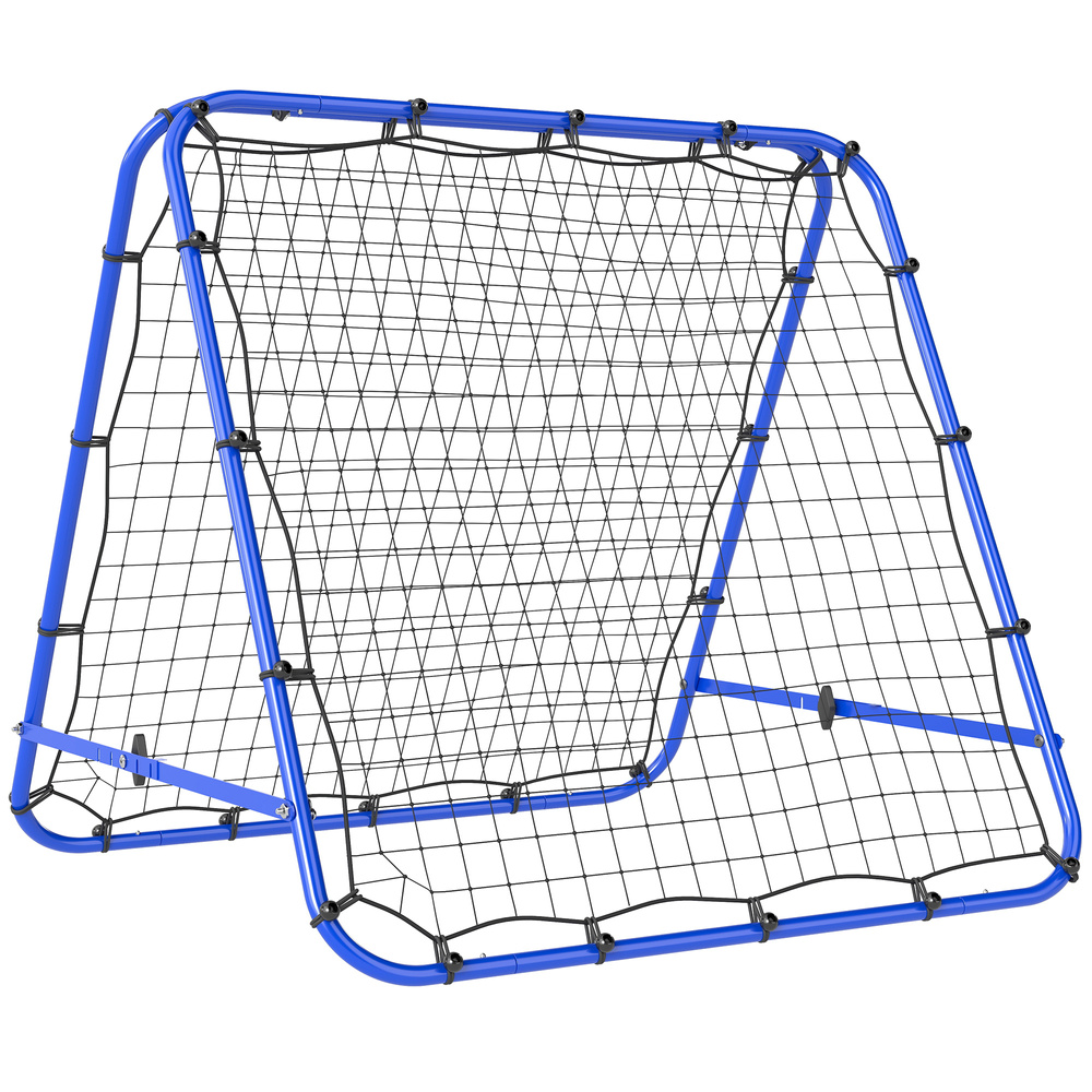 HOMCOM Double Sided Football Rebounder Net, Football Rebound Goal with Five Adjustable Angles, Blue