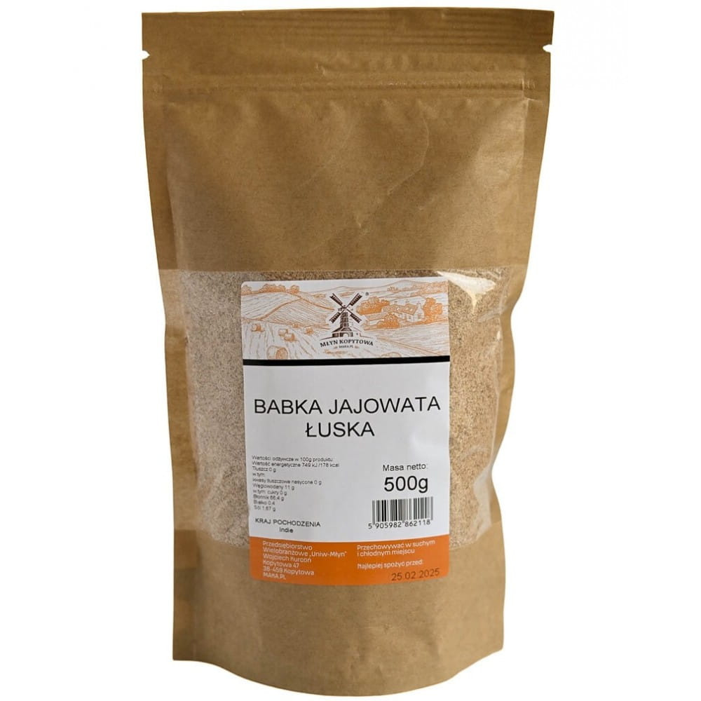 Młyn Kopytowa Hoofed Plantain Ovoid Husk for Digestive System Health 500g