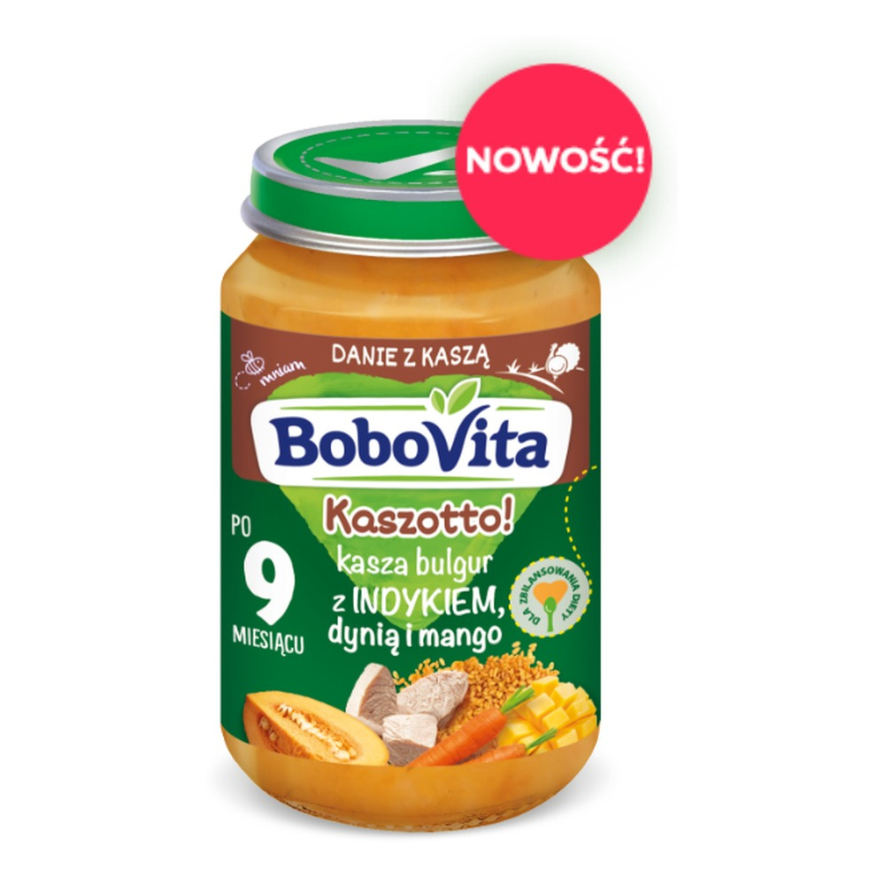 BoboVita Kaszotto! Kasza Bulgur z Indykiem, Dynią i Mango po 9. miesiącu 190g