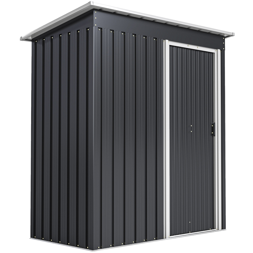 Outsunny 5 x 3ft Garden Storage Shed with Sliding Door and Sloped Roof Outdoor Equipment Tool, Black
