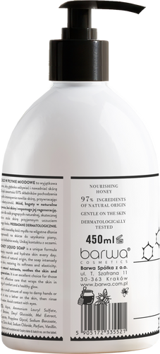 Barwa Pure Calm Odżywcze Miodowe Mydło w Płynie dla Skóry Suchej 450ml