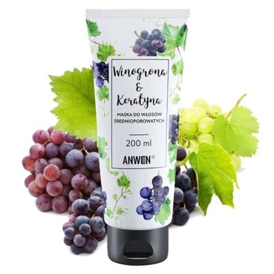 Anwen Winogrono i Keratyna Maska do Włosów Średnioporowatych 200 ml