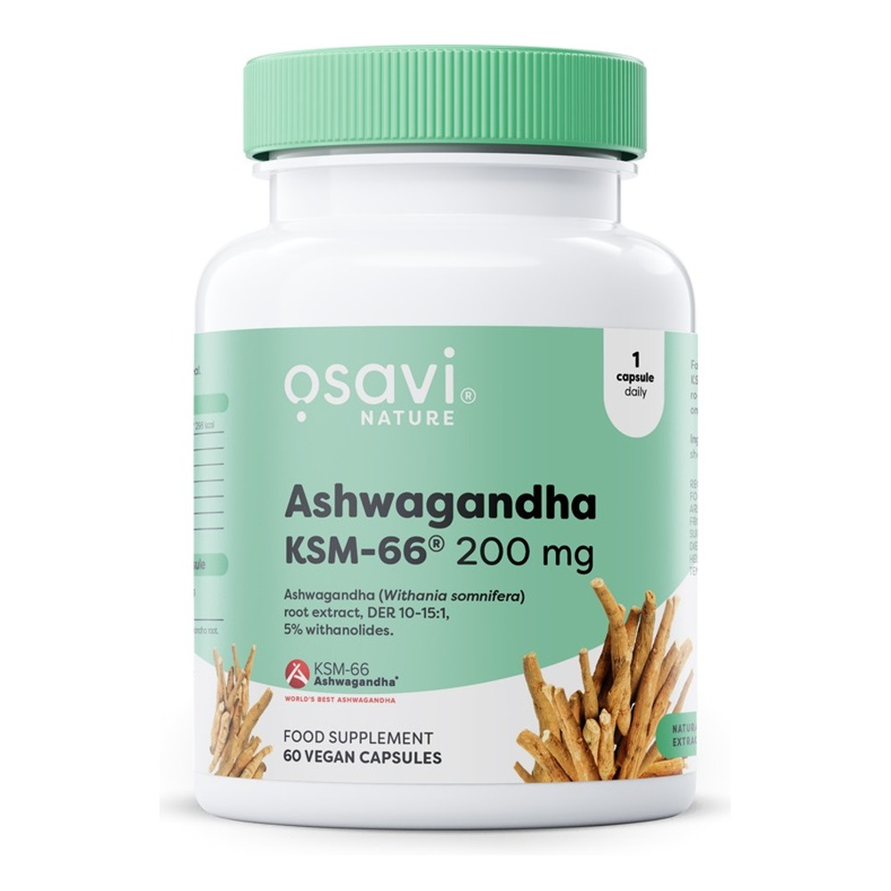 Osavi Ashwagandha KSM-66 200mg na Wsparcie w Stresie i Równowagę Psychiczną 60 Kapsułek Wegańskich