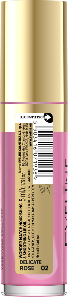 Eveline Wonder Match Lip Oil No. 02 Delicate Rose 5ml