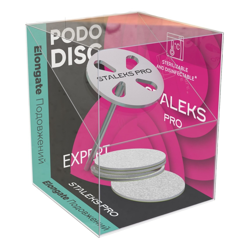 Staleks Pro Pododisc Expert Elongated Pedicure Disc With Disposable 5 x Files 180 Grit Size XS 10mm SET