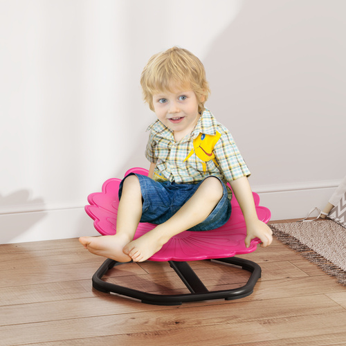 AIYAPLAY Flower-Shaped Sensory Spinning Chair with Non-Slip Base for Balance/Coordination, Pink