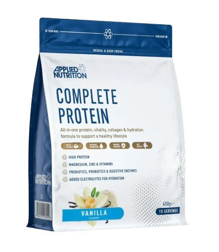 Applied Nutrition Complete Protein Waniliowe Białko z Kolagenem i Witaminami Na Witalność i Zdrowie Jelit 450g