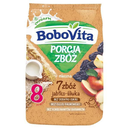 BoboVita Milk Porridge 7 Cereals with Apple and Plum Flavor after 8th Month 210g