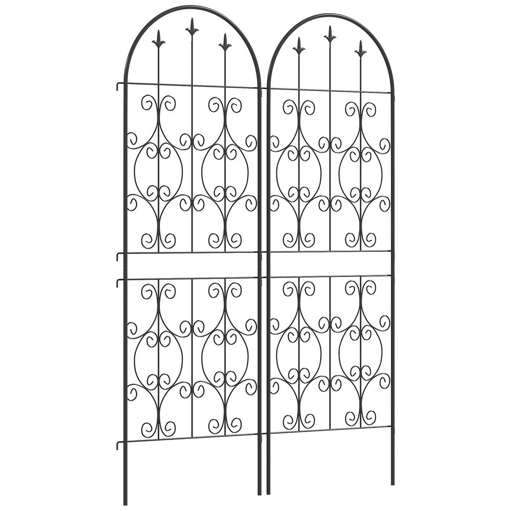 Outsunny Set of 2 Metal Garden Trellis, Decorative Trellis Panels for Climbing Outdoor Plants, Vegetables, Vines, Flowers, 150 x 50 cm, Scrollwork Design