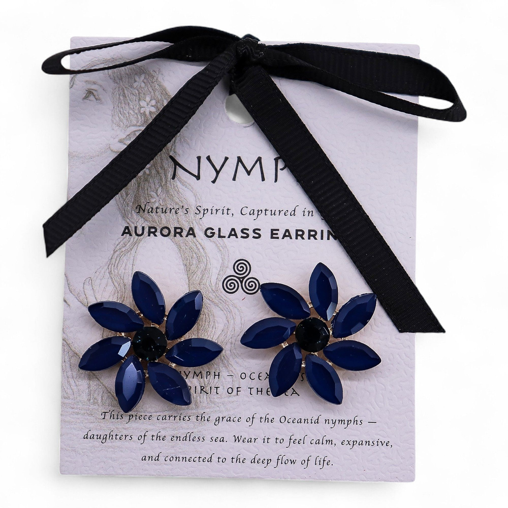 Royal Blue - Vintage Glass - Flowers - Earrings
