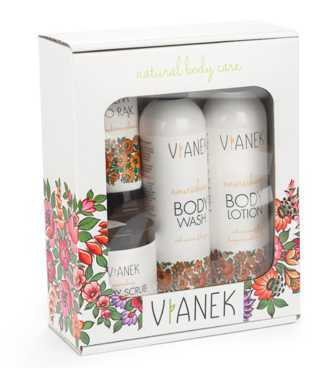 Vianek Nourishing Body Set Lotion Shower Gel Hand Cream and Peeling 2x300ml 75ml 250ml