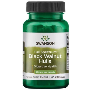 Swanson Full Spectrum Black Walnut Hulls 500mg Wspomaga Oczyszczanie Przewodu Pokarmowego 60 Kapsułek