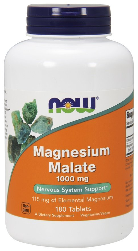 Now Foods Magnesium Malate 1000 mg Muscle, Nervous System and Bone Support 180 Tablets