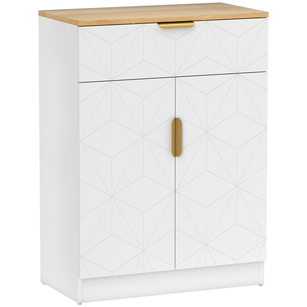 HOMCOM Sideboard Storage Cabinet, Modern Storage Cupboard with Drawer and Adjustable Shelf for Living Room, Kitchen, Dining Room, Entryway, White