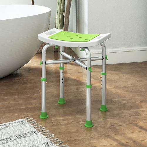 HOMCOM 44-51.5cm Aluminium Frame Shower/Bath Stool - Green