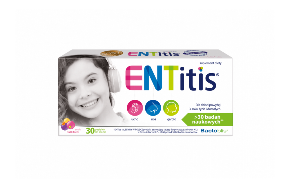 ENTitis Lozenges for Children over 3 Years of Age with Tutti Frutti Flavor 30 Pieces