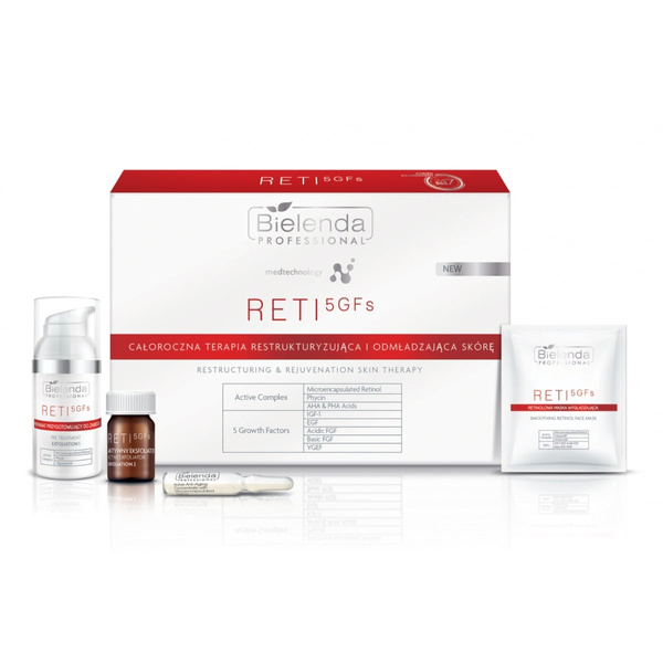 Bielenda Professional RETI 5 GFs Set Year-Round Restructuring and Rejuvenating Therapy for the Skin - Set for 10 Treatments