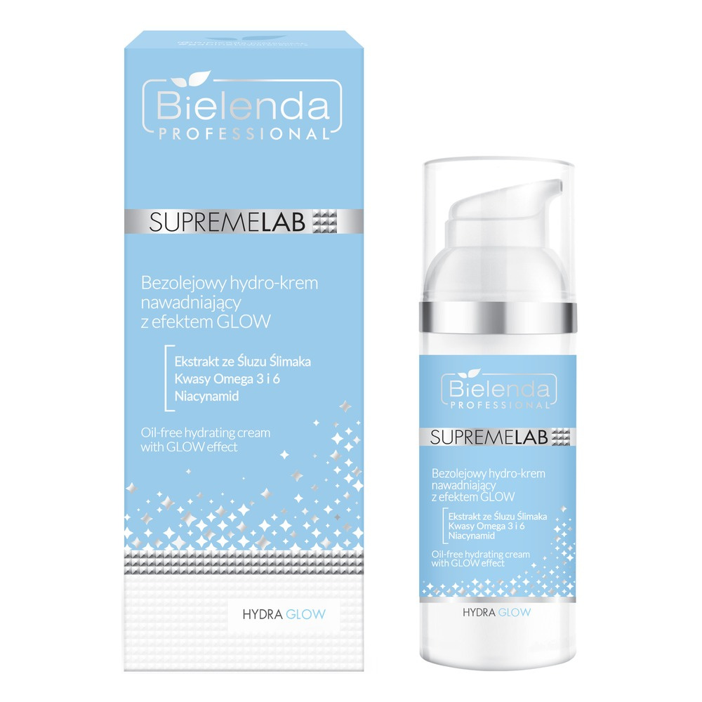 Bielenda Professional Supremelab Hydra Glow Oil-Free Hydrating Hydro-Cream with Glow Effect with Niacinamide for Oily, Combination and Problematic Skin 50ml