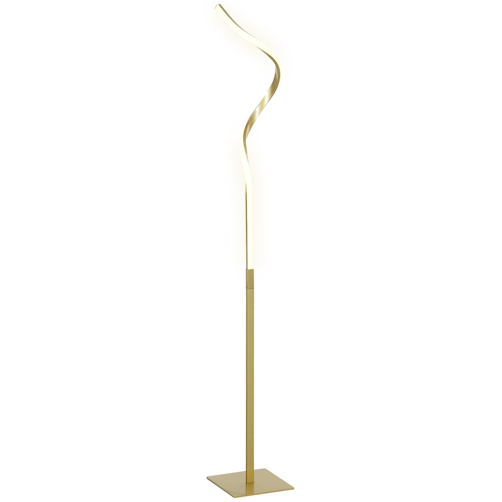 HOMCOM LED Floor Lamp with 3 Adjustable Brightness, Modern Dimmable Standing Lamp with Foot Switch for Bedroom, Living Room, Gold Tone