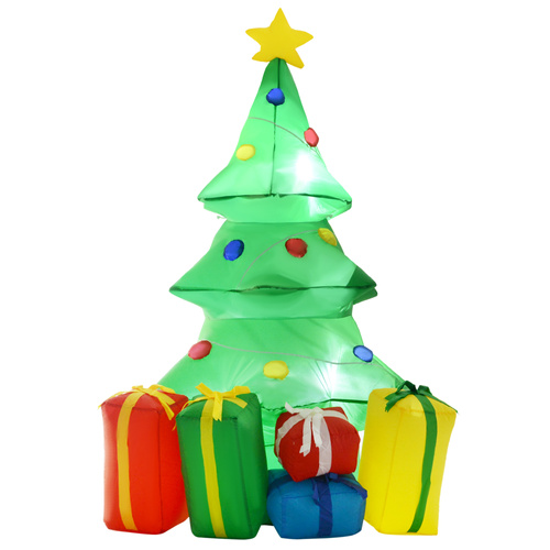 HOMCOM 5ft Inflatable Christmas Tree Xmas Air Blown Holiday Decoration LED Lawn Yard Outdoor Ornaments