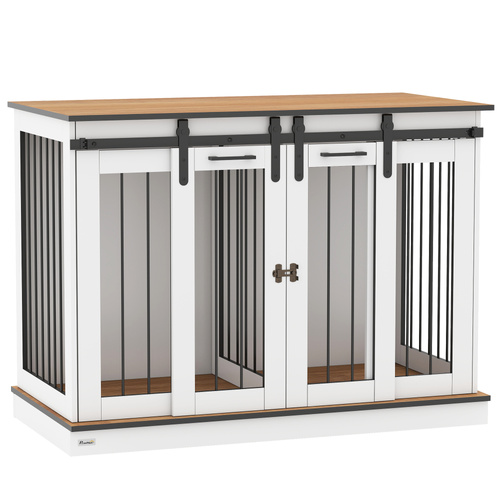 PawHut Dog Crate Furniture for Large Dogs, Double Dog Cage for Small Dogs