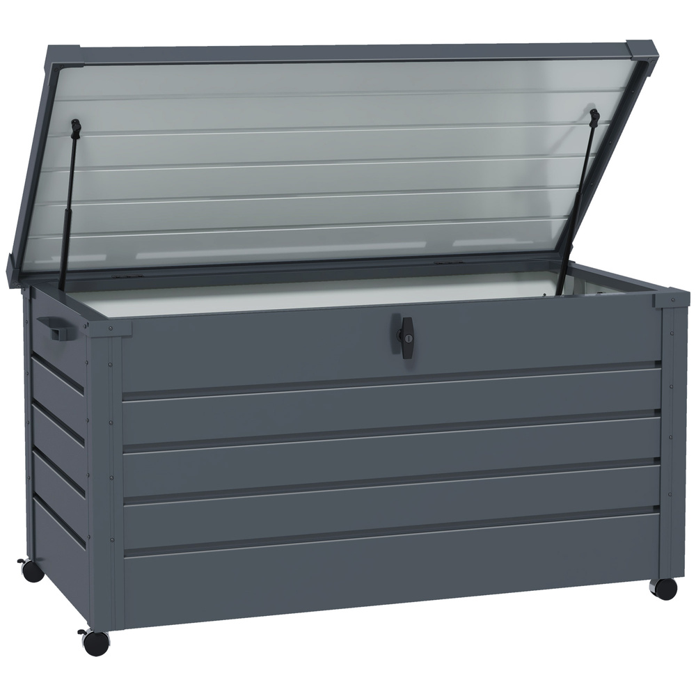 Outsunny 311L Galvanised Steel Garden Storage Box, with Lock - Dark Grey