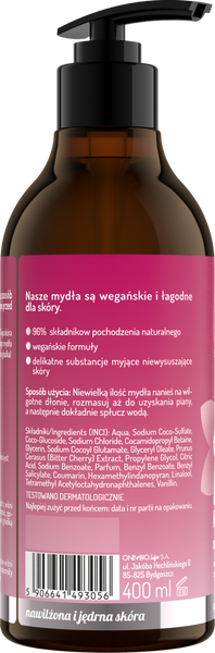 OnlyBio Body in Balance Mydło do Rąk Sakura Kwiat Wiśni dla Skóry Suchej i Szorstkiej 400ml