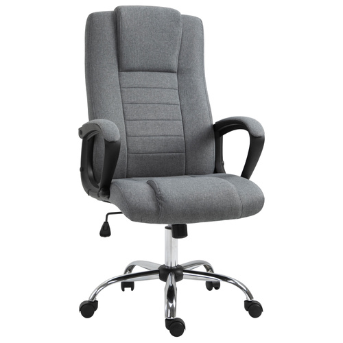 Vinsetto Linen-Look Swivel Office Chair - Dark Grey