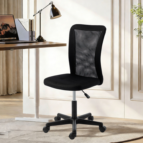 Vinsetto Computer Desk Chair, Armless Mesh Office Chair with Adjustable Height and Rolling Wheels, Black
