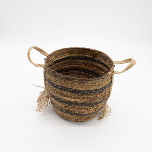 Bananna Leaf & Seagrass Large Baskets - Natural Browns- Set of 3