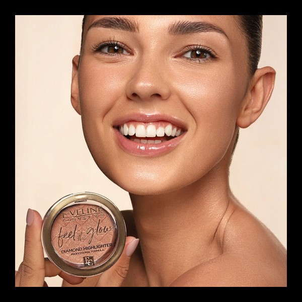 Eveline Feel the Glow Vegan Velvet Face Diamond Highlighter in Stone 02 Beach Glow 5g