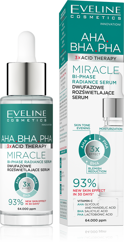 Eveline 3 X Acid Therapy AHA BHA PHA BI-Phase Two-Phase Brightening Serum 30ml