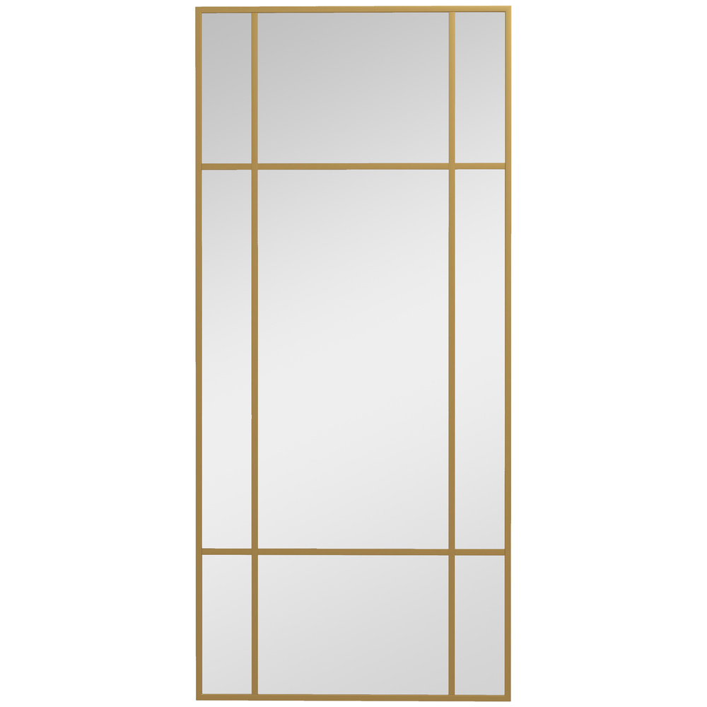 HOMCOM Decorative Grid Wall Mirror, with Back Hooks - Gold Tone