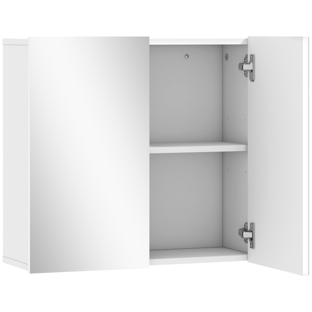 HOMCOM Double-Door Bathroom Mirror Cabinet - White