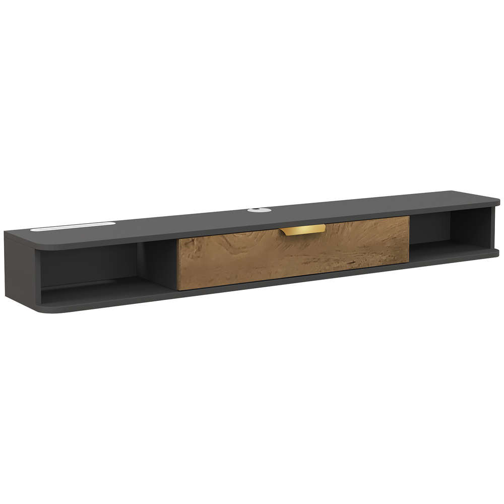 HOMCOM 140 cm Floating TV Stand with Storage - Charcoal Grey