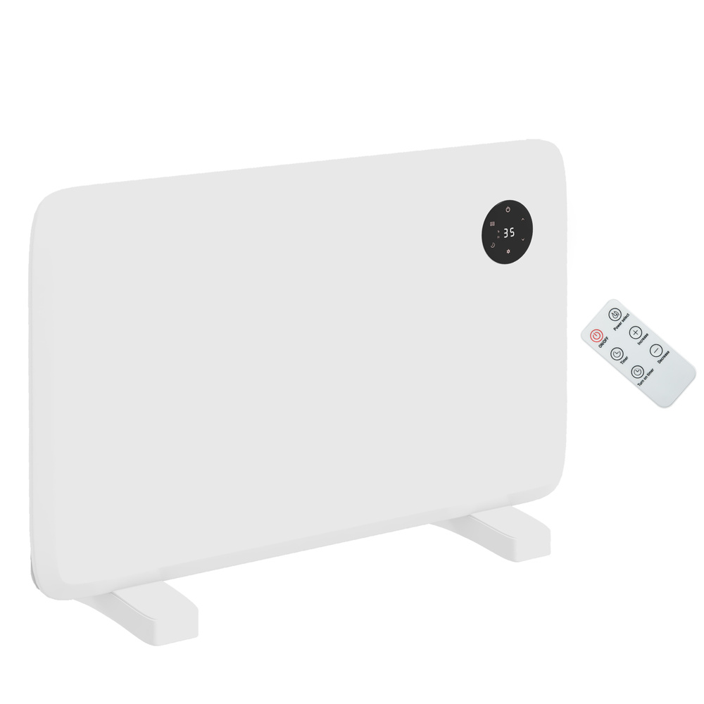 HOMCOM 1200W Electric Convector Heater, Freestanding or Wall Mounted, Space Heater with Adjustable Thermostat, Timer, White